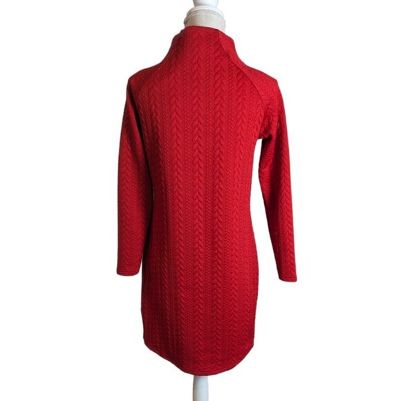 Womens Red Cable Knit Mock Neck Shift Dress Small - Picture 4 of 5